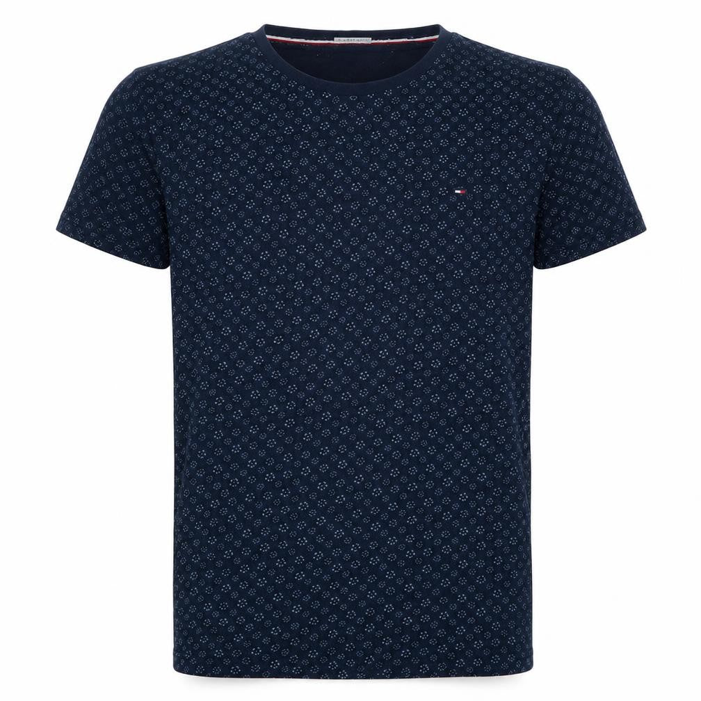 Tommy Hilfiger Men's Blue Geometric Short Sleeve Cotton T-Shirt S