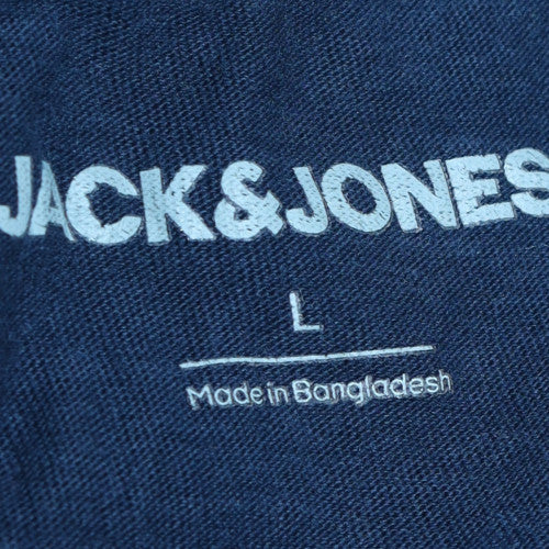 Jack & Jones Men's Blue Graphic Crew Neck Cotton T-Shirt Size L