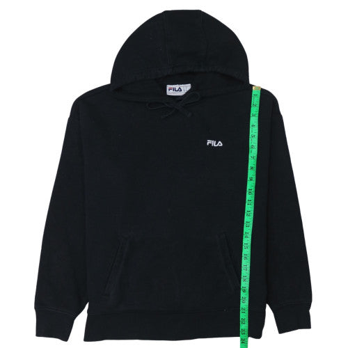FILA Men's Black Pullover Hoodie Size M Logo Fleece Sweatshirt