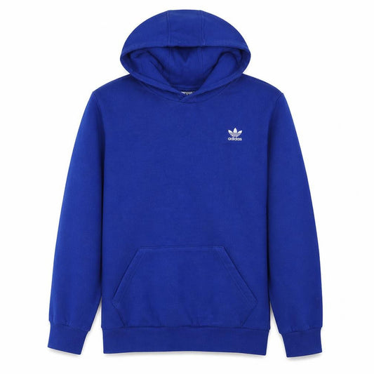 Adidas Boys Blue Pullover Hoodie 15-16 Years Fleece Trefoil Logo Sweatshirt