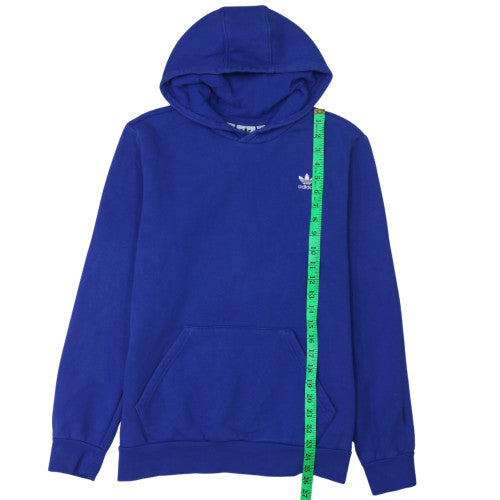 Adidas Boys Blue Pullover Hoodie 15-16 Years Fleece Trefoil Logo Sweatshirt