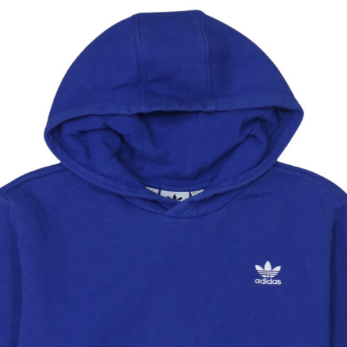 Adidas Boys Blue Pullover Hoodie 15-16 Years Fleece Trefoil Logo Sweatshirt
