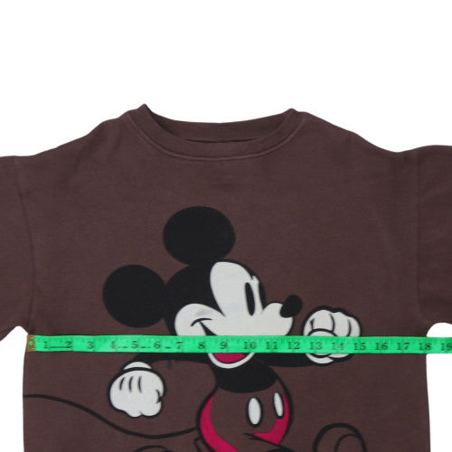 Disney Girls Brown Mickey Mouse Graphic Pullover Sweatshirt Size 10 Years