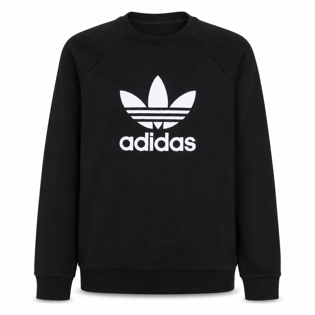 Adidas Men's Black Small Crew Neck Pullover Sweatshirt