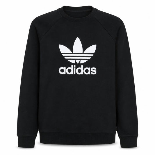 Adidas Men's Black Small Crew Neck Pullover Sweatshirt