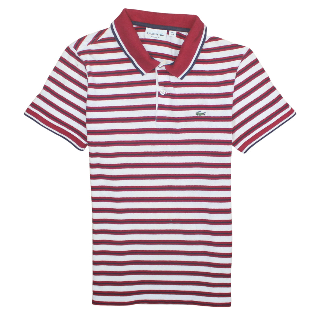 Lacoste Men’s Red White Striped Regular Fit Cotton Polo Shirt M