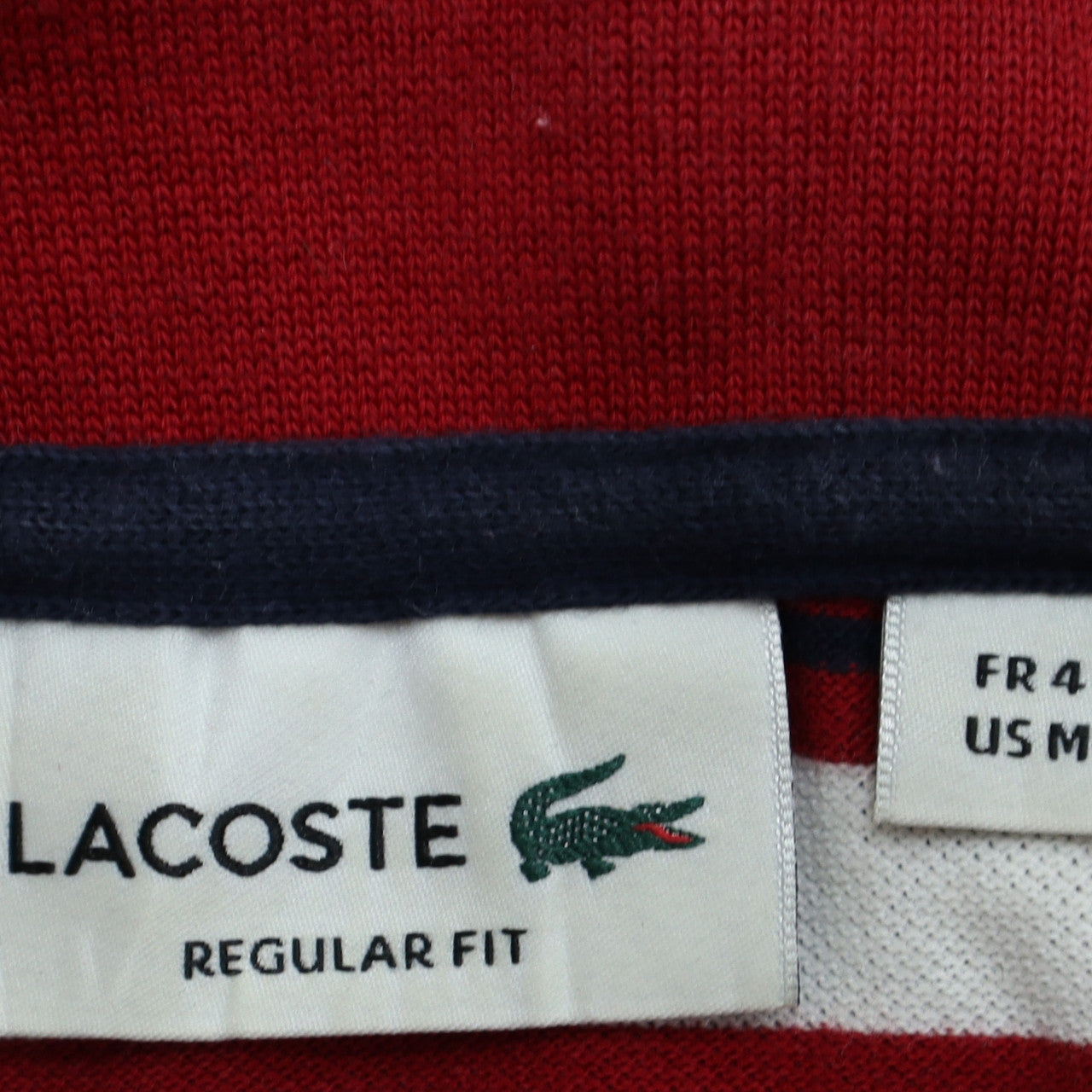 Lacoste Men’s Red White Striped Regular Fit Cotton Polo Shirt M