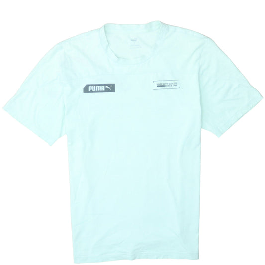 Puma Men's Light Green Crew Neck Short Sleeve Cotton T-Shirt Size L