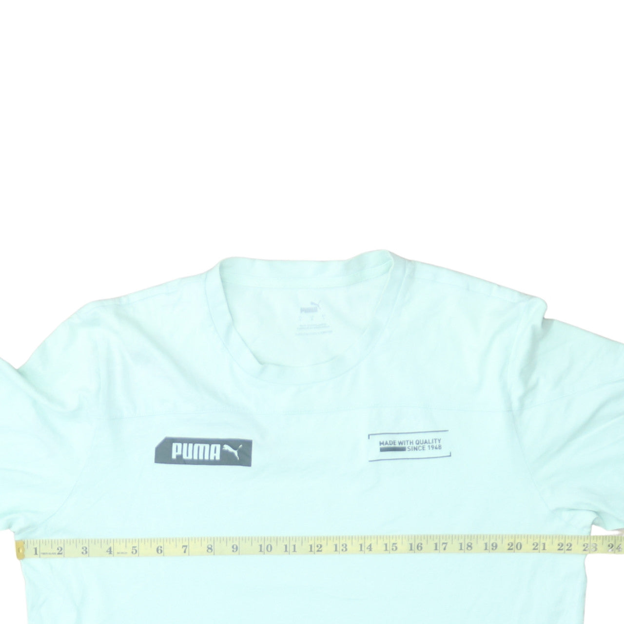 Puma Men's Light Green Crew Neck Short Sleeve Cotton T-Shirt Size L