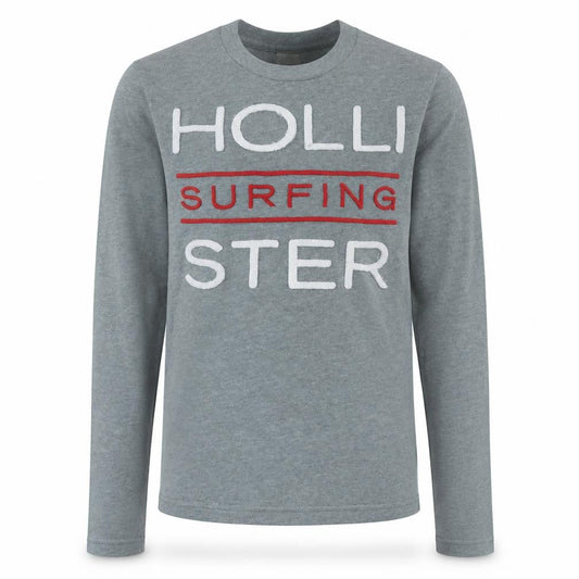 Hollister Men’s Grey Surfing Graphic Long Sleeve Top Size S