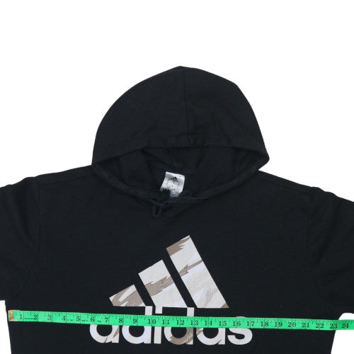 Adidas Men’s Black Pullover Hoodie M Graphic Logo Fleece Sportswear