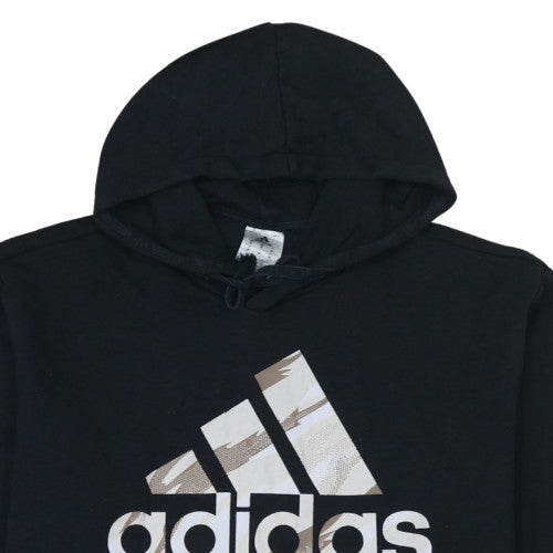 Adidas Men’s Black Pullover Hoodie M Graphic Logo Fleece Sportswear