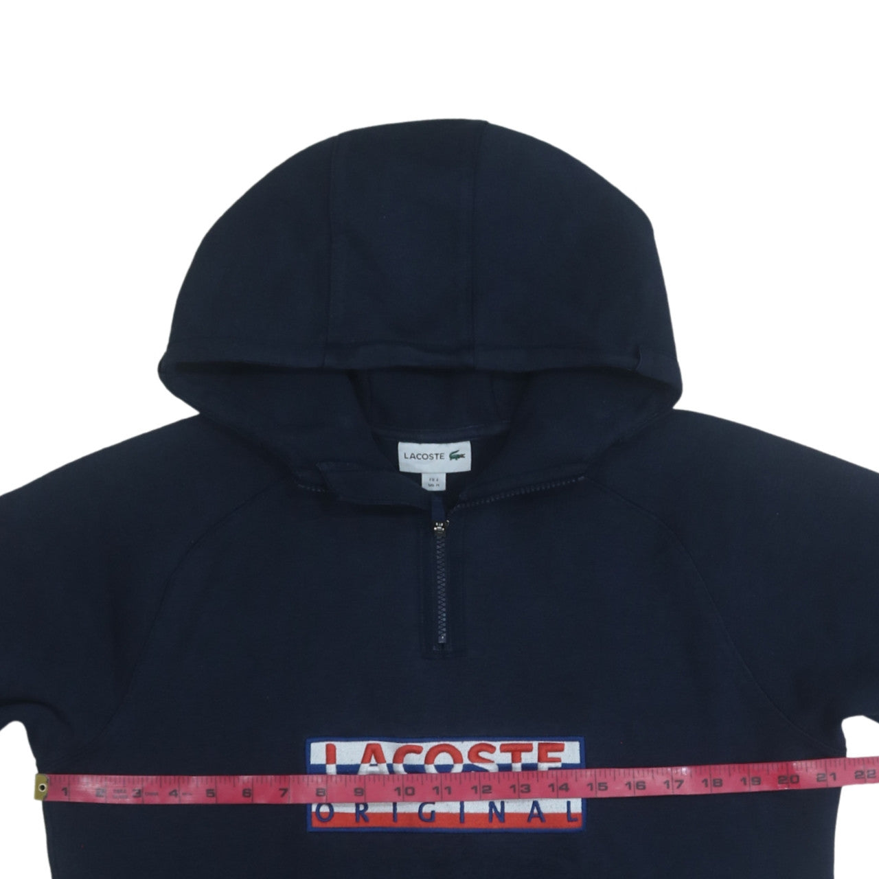 Lacoste Men's Blue 1/4 Zip Hooded Sweatshirt M Pullover Fleece