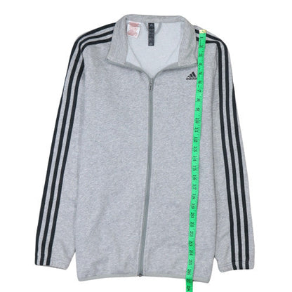 Close-up detail of Adidas boys’ grey track jacket 15-16 years full zip lightweight activewear