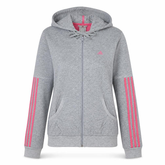 Adidas Women’s Grey & Pink Full Zip Hoodie Size S 8-10 Hooded Sweatshirt