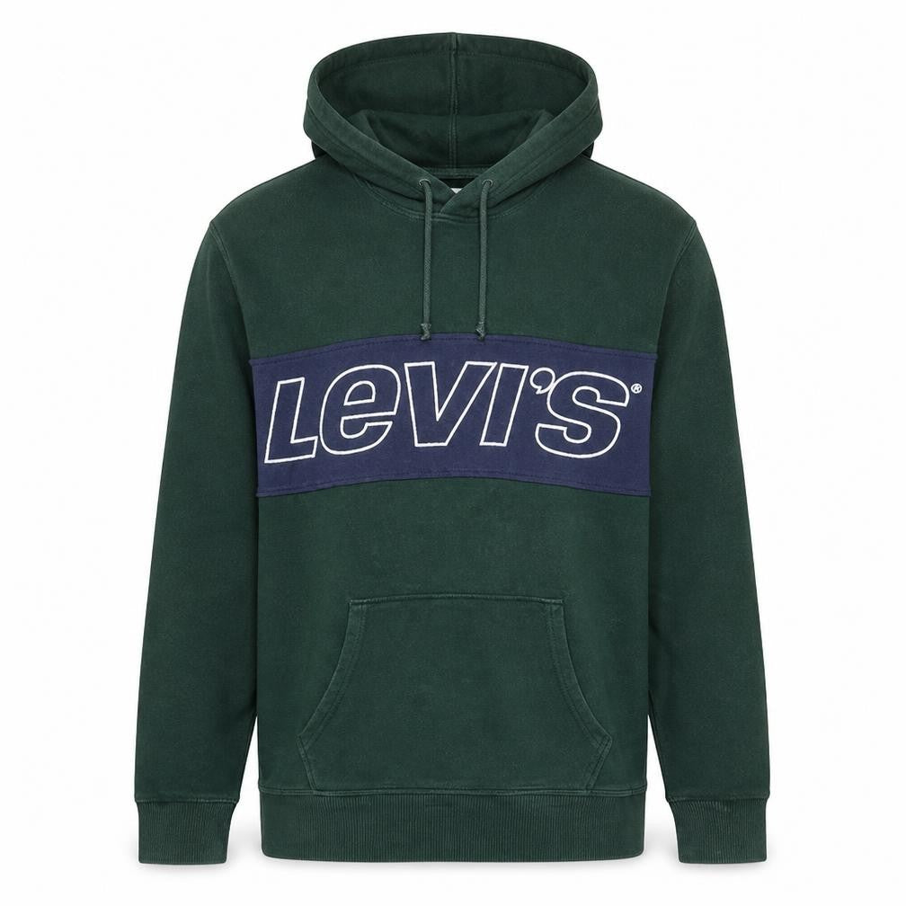 Levi's Men's Green Pullover Hoodie L Logo Fleece Sweatshirt