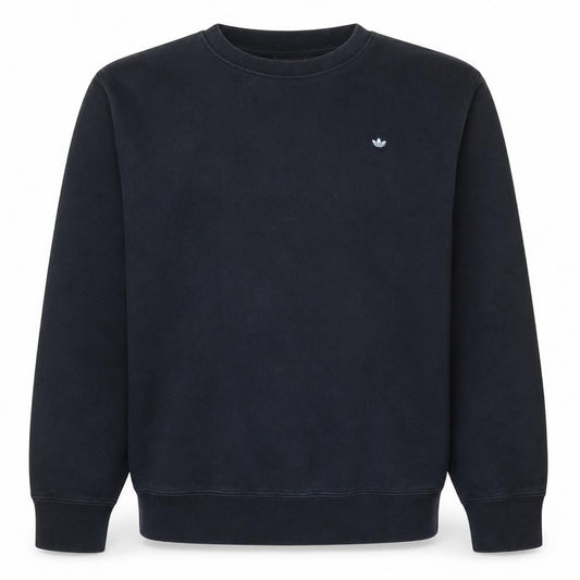 Adidas Mens Black Small Crew Neck Pullover Sweatshirt Cotton Blend