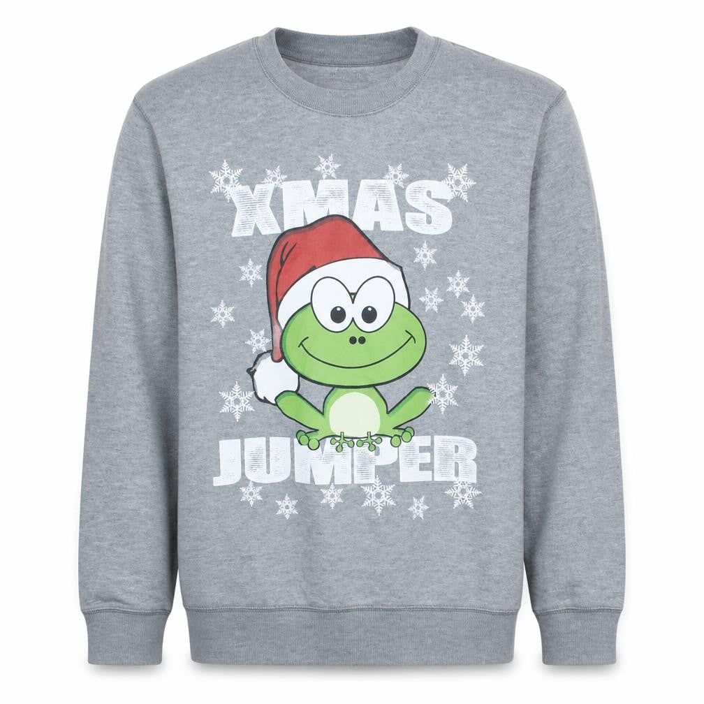 Easy Mens Grey XL Christmas Frog Sweatshirt Pullover Jumper