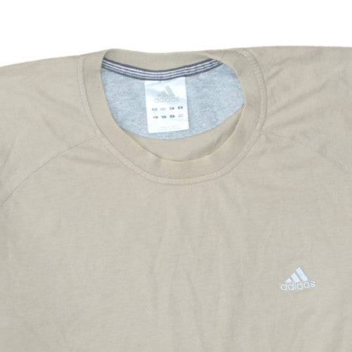 Adidas Men's Beige Cotton Crew Neck Short Sleeve T-Shirt L