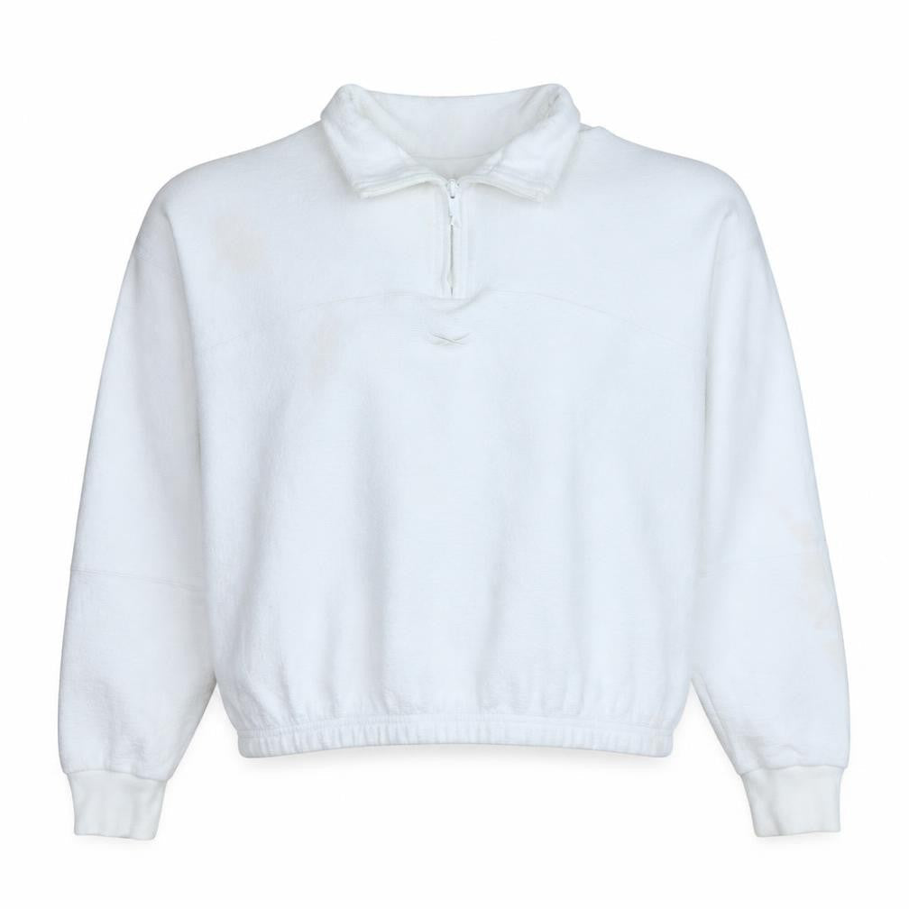 Reebok Womens White 1/4 Zip Fleece Sweatshirt M