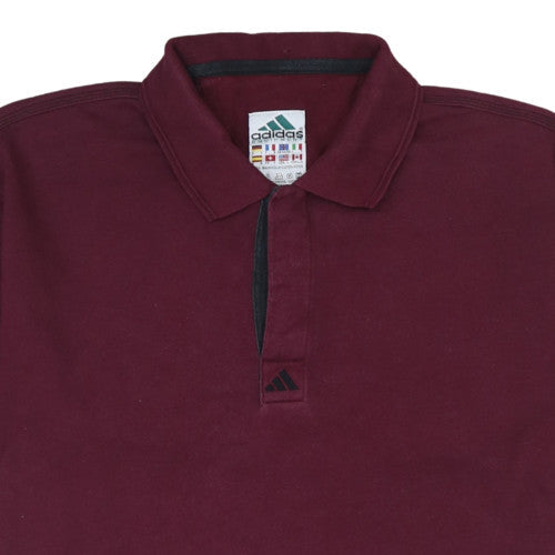 Adidas Men's Burgundy Cotton Short Sleeve Polo Shirt Size S