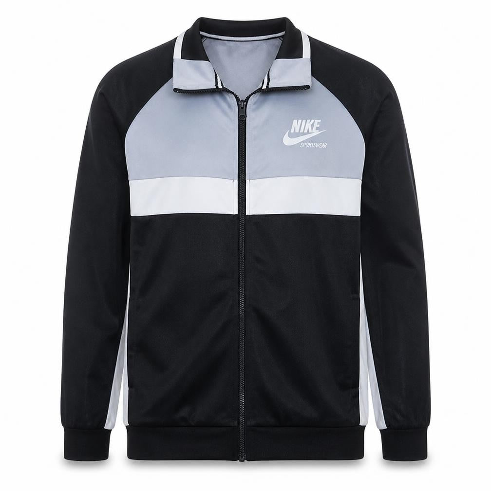 Nike Men's Black & Grey Track Jacket Size L Full Zip Polyester