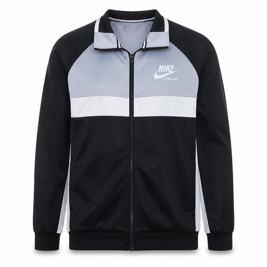 Nike Men's Black & Grey Track Jacket Size L Full Zip Polyester
