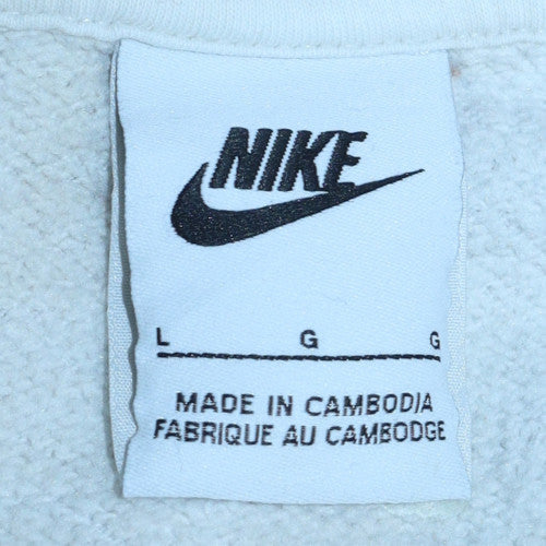 Nike Men's White Pullover Hoodie L Fleece Logo Sportswear