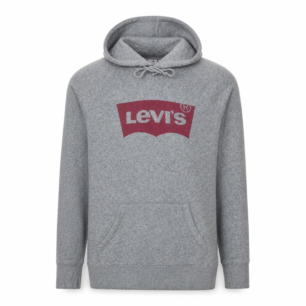 Levi's Men's Grey Pullover Hoodie M Logo Graphic Fleece