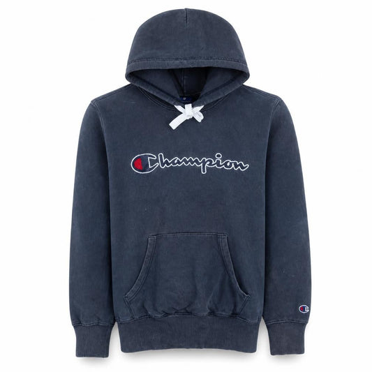 Champion Men's Blue Pullover Hoodie Medium Graphic Logo Fleece