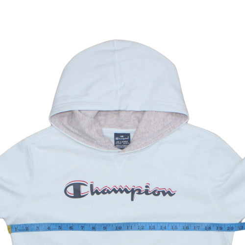Champion Girls White Pullover Hoodie Size L Logo Fleece Sweatshirt
