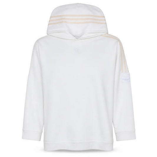 Adidas Womens White Hooded Pullover Sweatshirt UK 12 Logo Detail