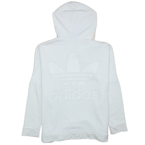 Adidas Womens White Hooded Pullover Sweatshirt UK 12 Logo Detail