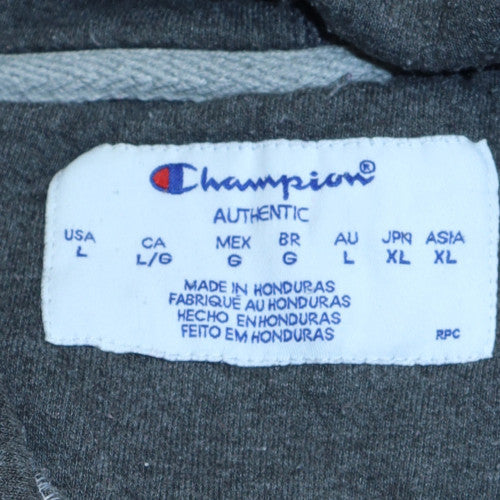 Champion Men’s Grey Pullover Hoodie Size L Fleece Logo Sportswear
