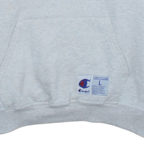 Champion Men’s Grey Pullover Hoodie Size L Fleece Logo Sportswear