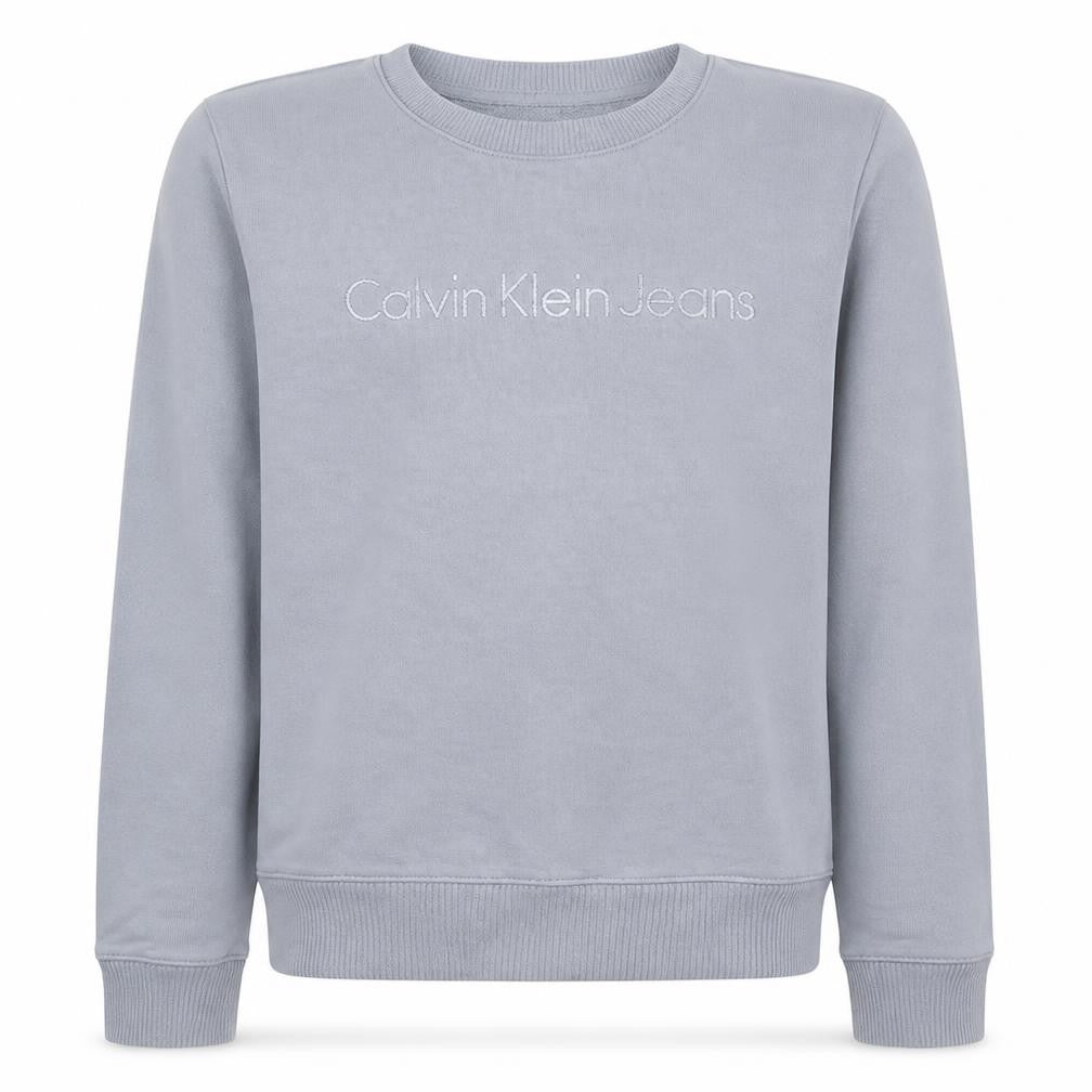 Calvin Klein Jeans Men's Grey Logo Sweatshirt L Pullover Crew Neck