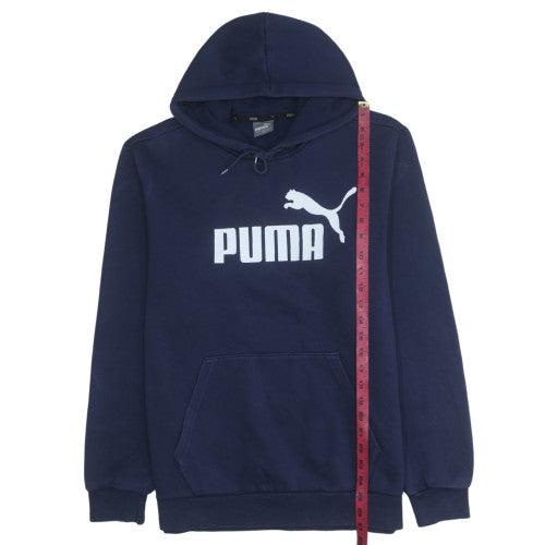 Puma Men's Blue Pullover Hoodie L Fleece Sports Logo Sweatshirt