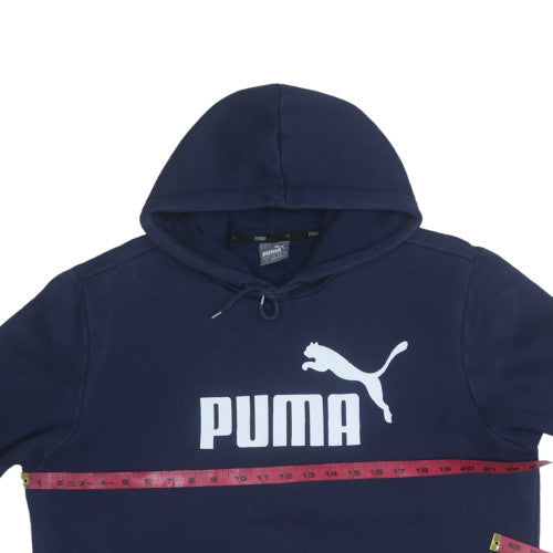 Puma Men's Blue Pullover Hoodie L Fleece Sports Logo Sweatshirt