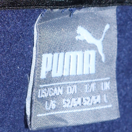 Puma Men's Blue Pullover Hoodie L Fleece Sports Logo Sweatshirt