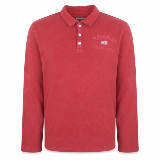 Napapijri Men’s Red XL Collared Henley Sweatshirt Classic Style
