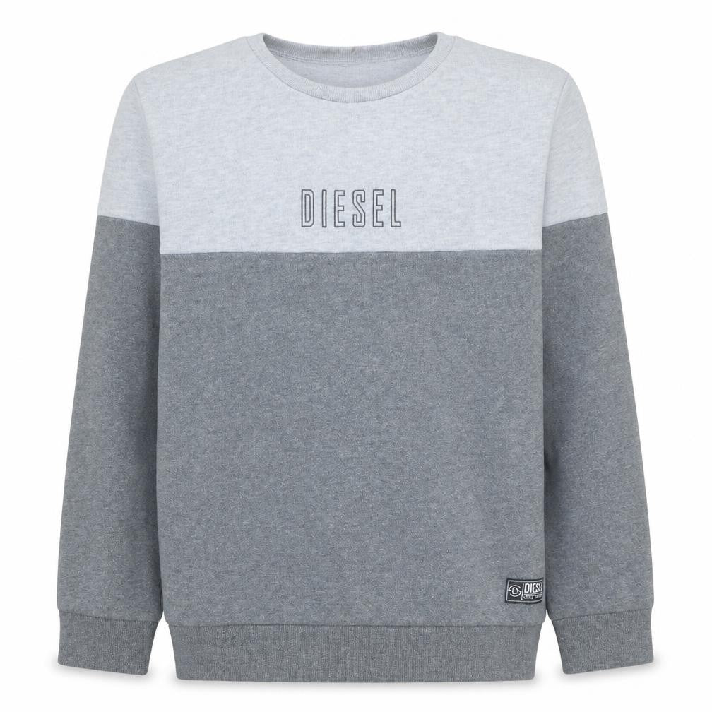 Diesel Teens Grey Pullover Sweatshirt Logo Crew Neck Size 14 Slim
