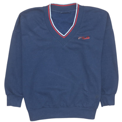 Additional front view of Fila Men’s Blue Pullover V-Neck Sweatshirt M Regular Fit