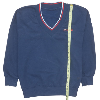 Back view of Fila Men’s Blue Pullover V-Neck Sweatshirt M Regular Fit