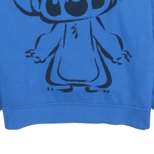 Disney Women Blue Hoodie Stitch Graphic Pullover M 12/14