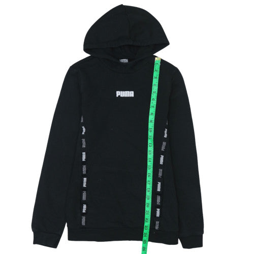 Puma Boys Black Pullover Hoodie 15-16 Years Logo Fleece Casual Sweatshirt