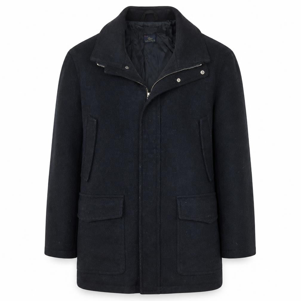 Lacoste Men’s Black Wool Blend Mid-Length Winter Coat Size 52 (42in)