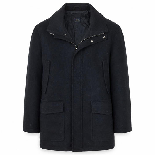 Lacoste Men’s Black Wool Blend Mid-Length Winter Coat Size 52 (42in)