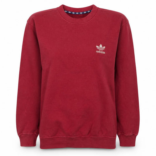 Adidas Women Red Crew Neck Pullover Sweatshirt Size 14 Cotton Blend