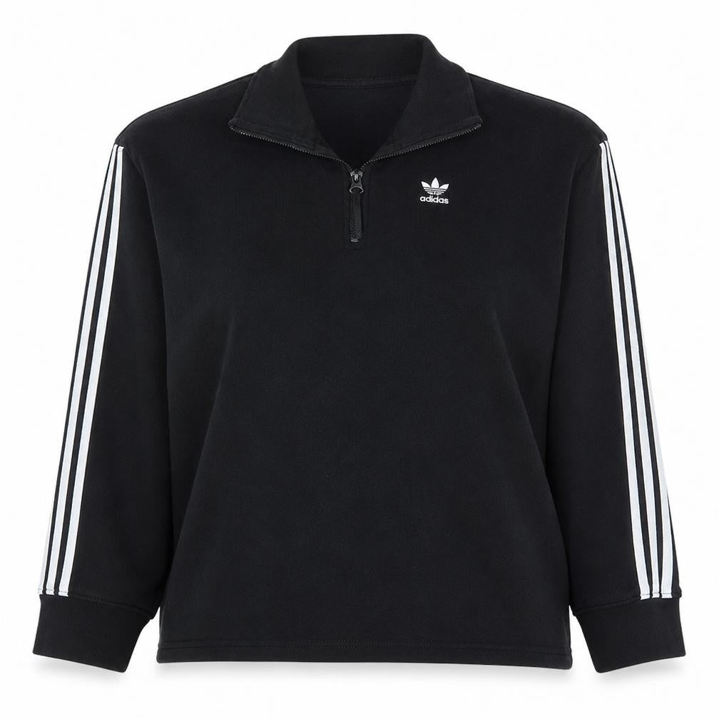 Adidas Womens Black 1/4 Zip Sweatshirt Size 10 Cotton Blend