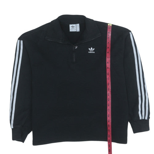 Adidas Womens Black 1/4 Zip Sweatshirt Size 10 Cotton Blend